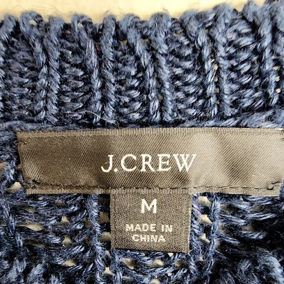 J. Crew Navy 100% Linen Open Knit Relaxed Fit Beach Sweater Cover Up - Picture 5 of 8